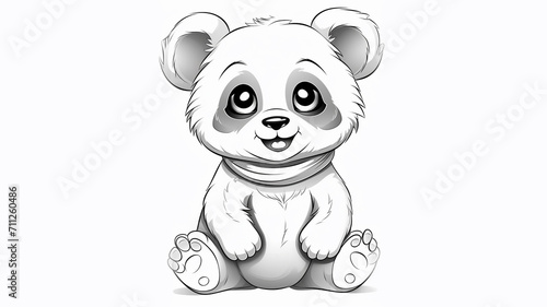 coloring page for kids cute happy panda cartoon style