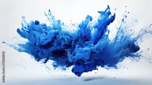 a blue powder explosion on a white background,Sky Blue powder explosion  photo