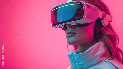 Futuristic female accessory, vibrant goggles. Future vision