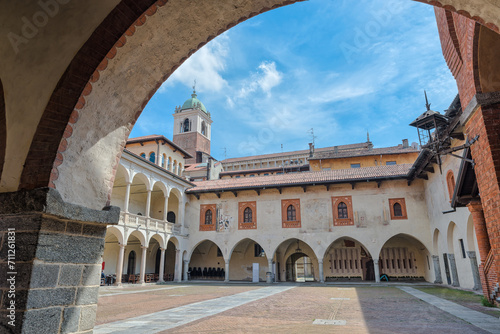 Novara  italy.  Courtyard of the historic Broletto monumental complex  13th-18th century  in the historic center  courtyard freely accessible to all. Square della Repubblica