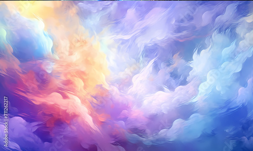 AI generated illustration of abstract clouds in vibrant colors fill the sky