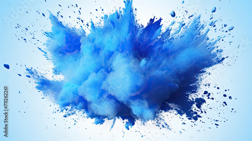 a blue powder explosion on a white background,Sky Blue powder explosion