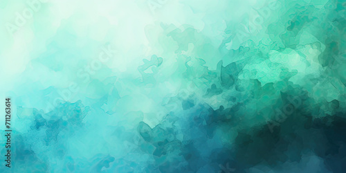 aqua and blue abstract watercolor background illustration, pastel blue green background, blue green watercolor painted texture and grunge in paper © Planetz