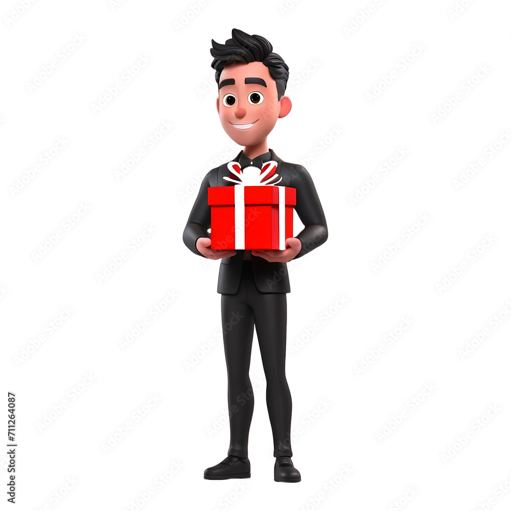 a 3d delivery man with package on Isolated transparent background png. generated with AI a 3d delivery man with package on Isolated transparent background png. generated with AI