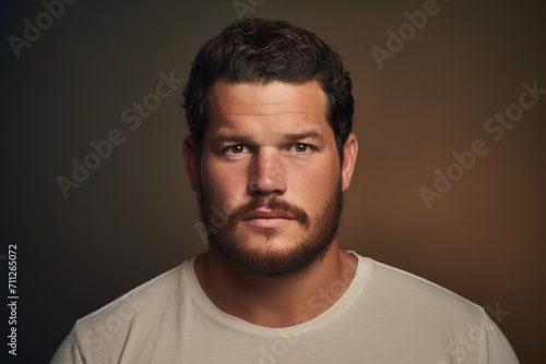 Portrait of a handsome young man with beard and mustache. Studio shot.