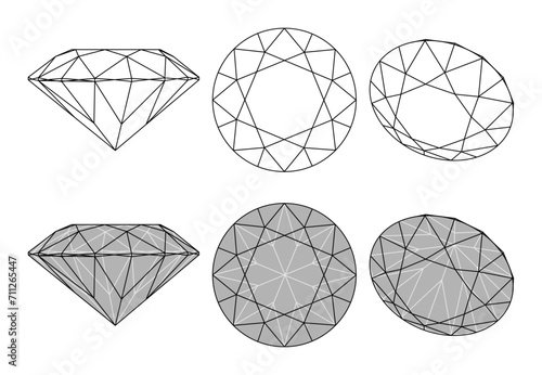 Set of isolated diamond illustrations photo