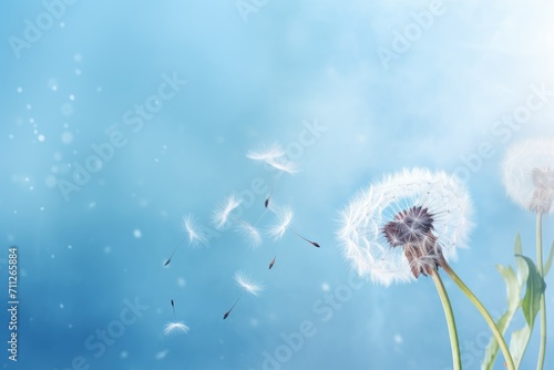 A dandelion gracefully sways in the wind under a bright sun  embodying serenity and strength  dandelion on a white background  condolence  grieving card  AI Generated