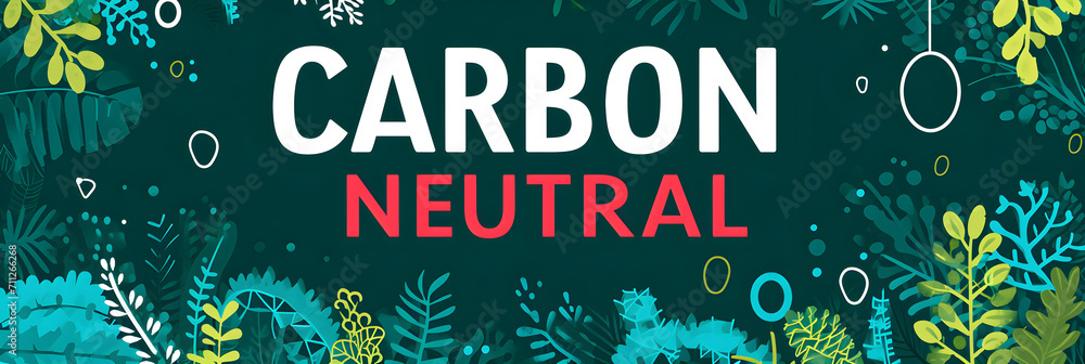 Net zero and carbon neutral concept. Net Zero text in bubbles with forest. for net zero greenhouse gas emissions target Climate neutral long term strategy on a green background. Carbon Neutrality