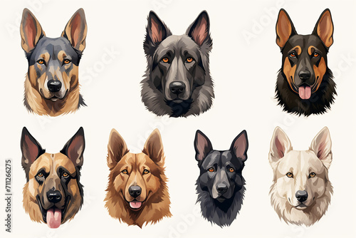 a series of vector illustrations featuring the distinct characteristics of various dog breeds