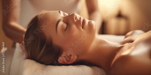 Calm woman having spa facial massage