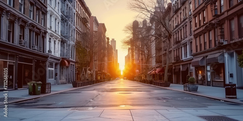 street in the town,  a street with buildings in the distance, Empty street at sunset , old street, narrow street photo