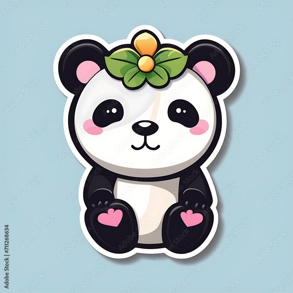 Fototapeta premium Dynamic Cuteness: Vector White Kawaii Panda Showcase