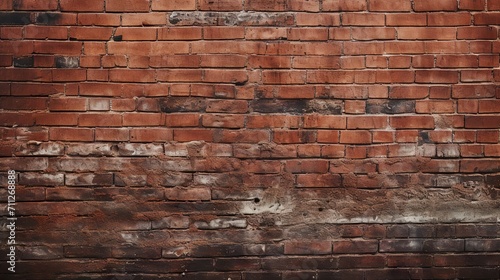 Old red brick wall background  wide panorama of masonry with cracks and stains  vintage texture for design and decoration
