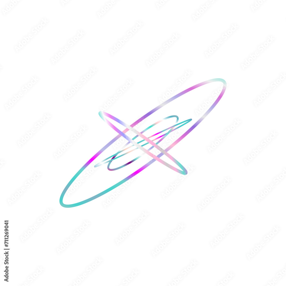 An abstract cut out transparent iridescent oval gradient shape futuristic pattern design element. An abstract cut out transparent iridescent oval gradient shape futuristic pattern design element.