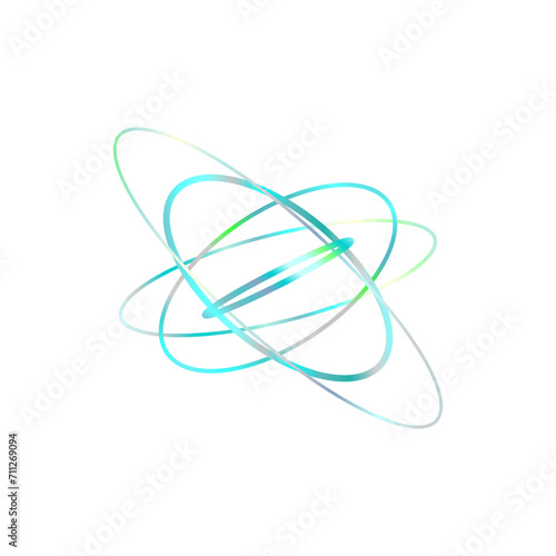 An abstract cut out transparent iridescent oval gradient shape futuristic pattern design element.
