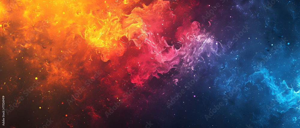 A vibrant nebula of swirling colors dances amongst the stars in the vast expanse of the universe