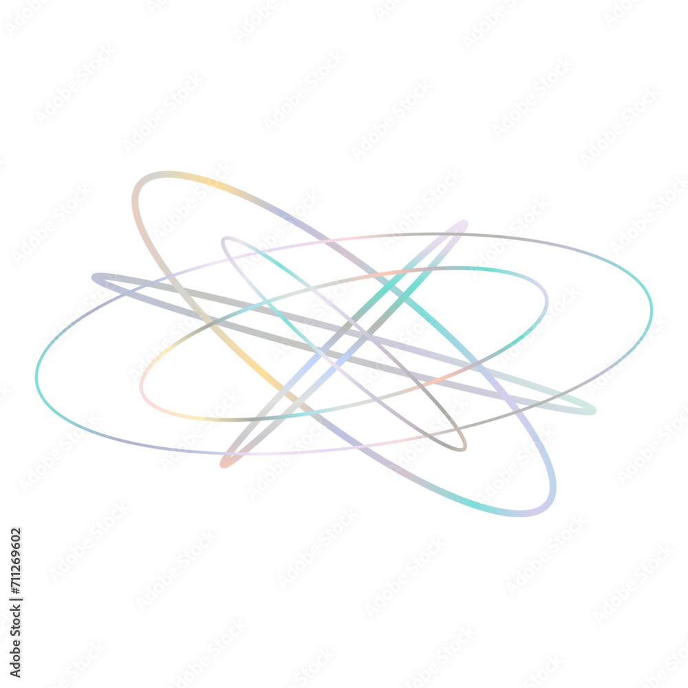 An abstract cut out transparent iridescent oval gradient shape futuristic pattern design element. An abstract cut out transparent iridescent oval gradient shape futuristic pattern design element.