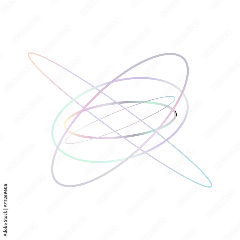 An abstract cut out transparent iridescent oval gradient shape futuristic pattern design element. An abstract cut out transparent iridescent oval gradient shape futuristic pattern design element.