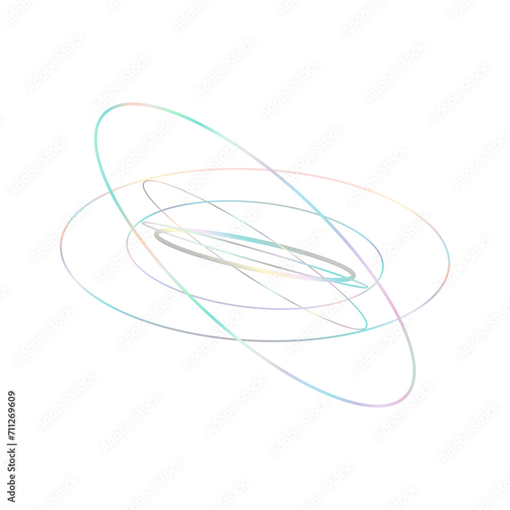 An abstract cut out transparent iridescent oval gradient shape futuristic pattern design element. An abstract cut out transparent iridescent oval gradient shape futuristic pattern design element.