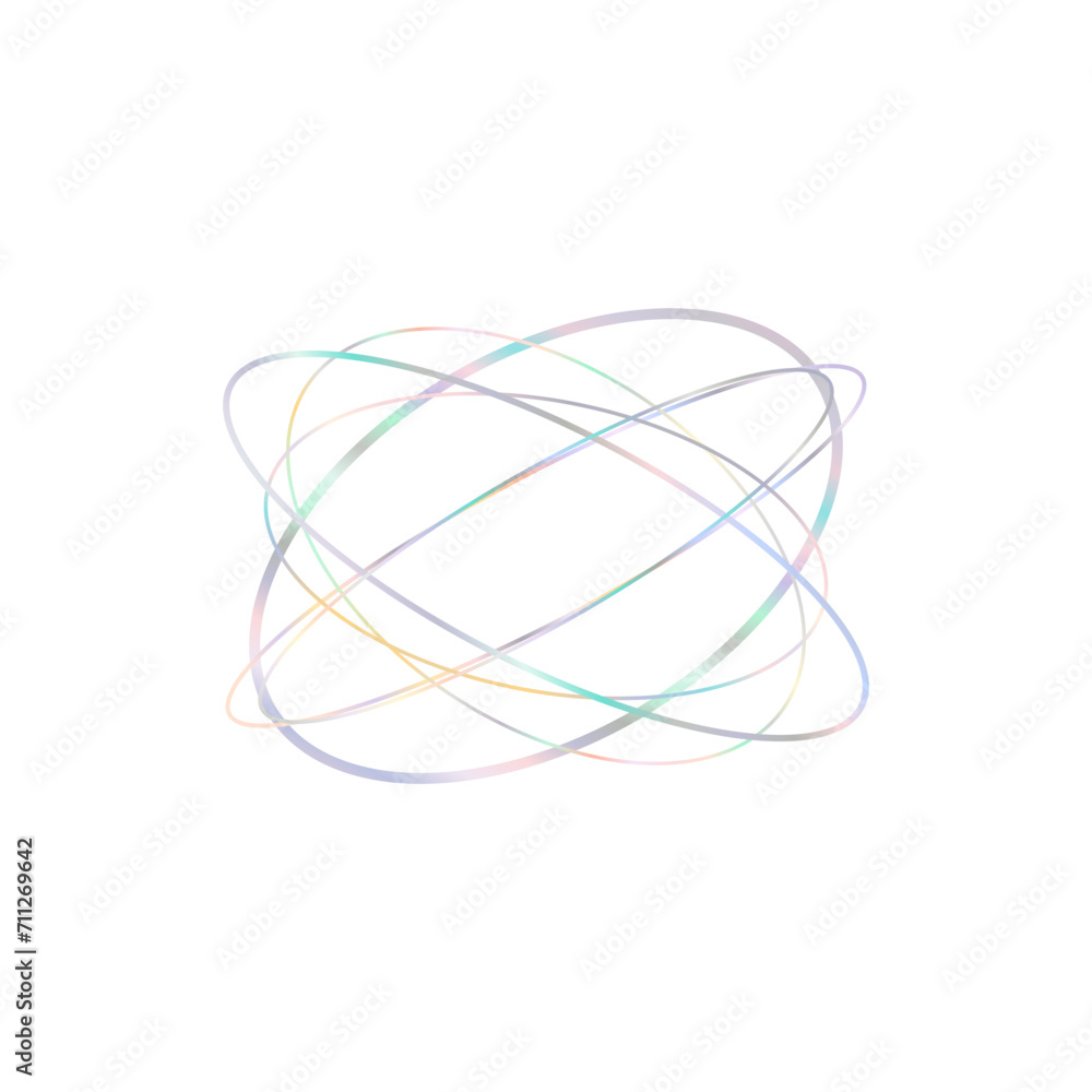 An abstract cut out transparent iridescent oval gradient shape futuristic pattern design element. An abstract cut out transparent iridescent oval gradient shape futuristic pattern design element.