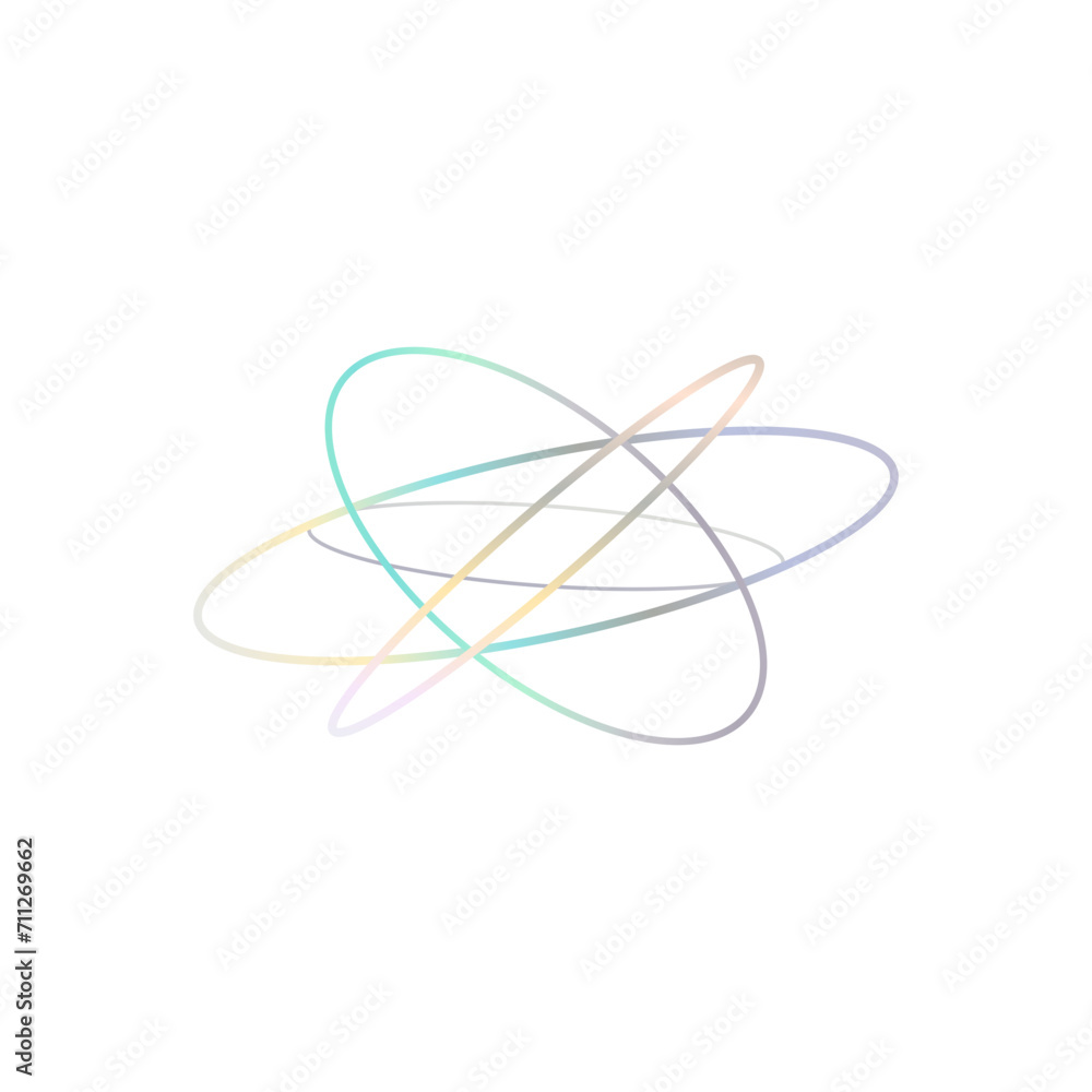An abstract cut out transparent iridescent oval gradient shape futuristic pattern design element. An abstract cut out transparent iridescent oval gradient shape futuristic pattern design element.