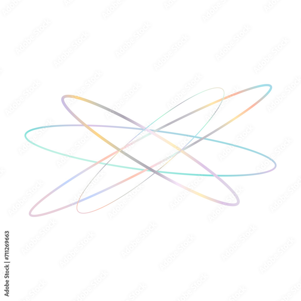 An abstract cut out transparent iridescent oval gradient shape futuristic pattern design element. An abstract cut out transparent iridescent oval gradient shape futuristic pattern design element.