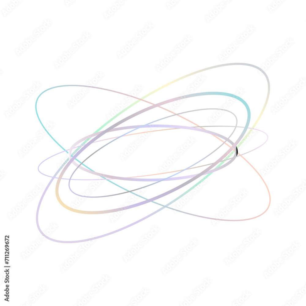 An abstract cut out transparent iridescent oval gradient shape futuristic pattern design element. An abstract cut out transparent iridescent oval gradient shape futuristic pattern design element.