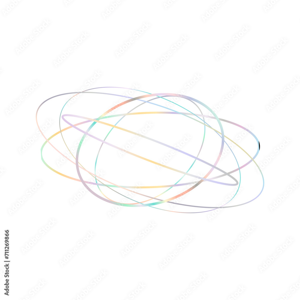 An abstract cut out transparent iridescent oval gradient shape futuristic pattern design element. An abstract cut out transparent iridescent oval gradient shape futuristic pattern design element.