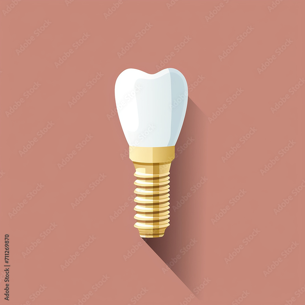 Dental implant tooth icon. AI illustration. Flat style