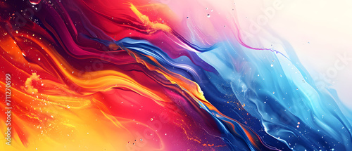 An abstract masterpiece of vibrant hues, as if liquid rainbows were swirling in a beautiful dance on the canvas