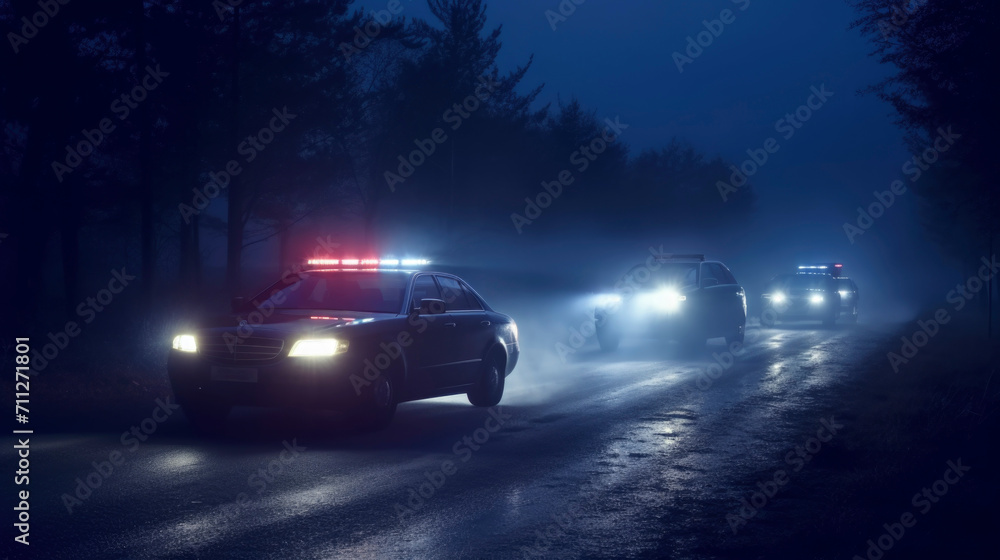 Illustration of police speeding down the road responding to an emergency call