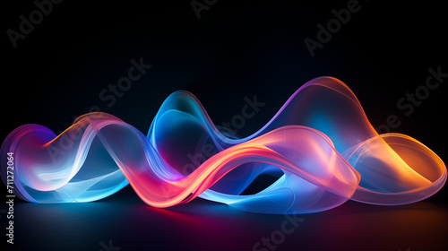 Abstract futuristic neon light wave, red and blue