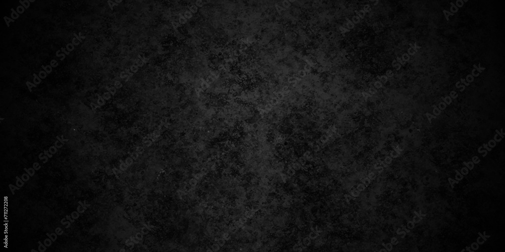 Dark black grunge textured concrete old blackboard and chalkboard rough background. Panorama dark grey black slate background or texture. Vector black concrete texture. Stone wall background.