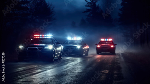 Illustration of police speeding down the road responding to an emergency call photo