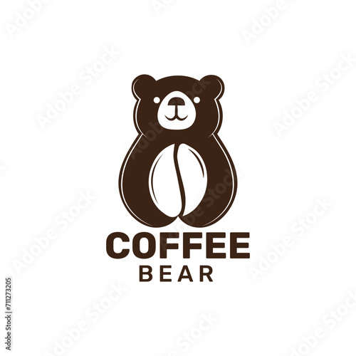 Bear and Coffee Beans Logo Design. Bear Carrying Coffee Beans Logo Design. vector eps