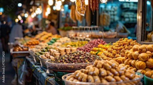 Embracing the Festivity - Vibrant Ramadan Bazaar with Colorful Stalls and Mouthwatering Delicacies