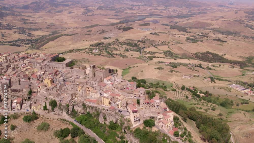 Aerial view of Calascibetta, a city in the Province of Enna, Sicily, Italy Aerial view of Calascibetta, a city in the Province of Enna, Sicily, Italy