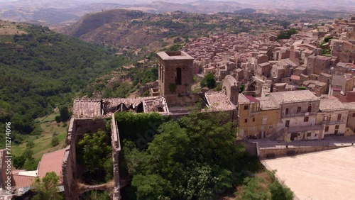 Aerial view of Calascibetta, a city in the Province of Enna, Sicily, Italy photo