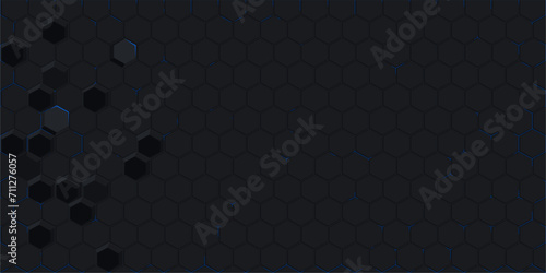 Trendy Dark Abstract Seamless Futuristic Simple Hexagonal Gaming Cyber Vector Tech Background