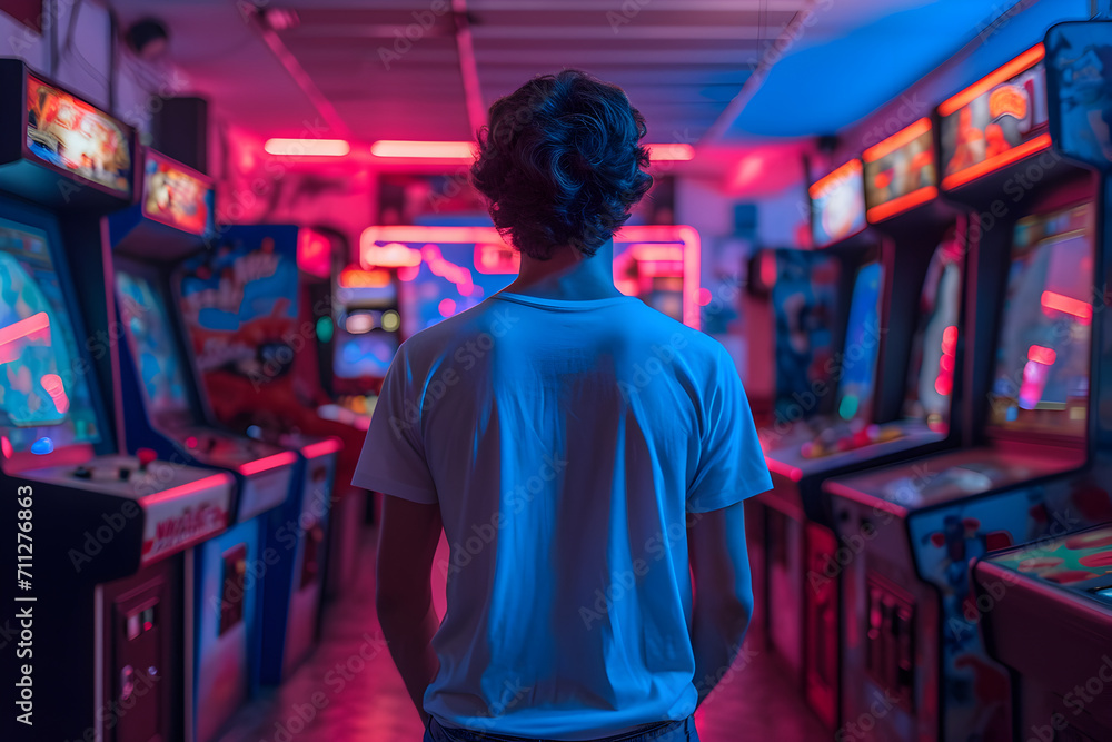 Young Person Standing in an Arcade
