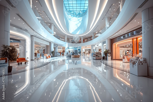 Modern shopping center. Generative AI. photo