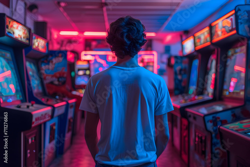 Young Person Standing in an Arcade