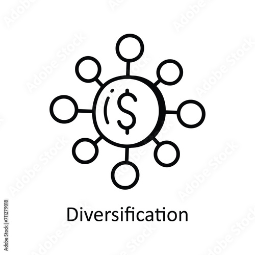 Diversification vector outline doodle Design illustration. Symbol on White background EPS 10 File