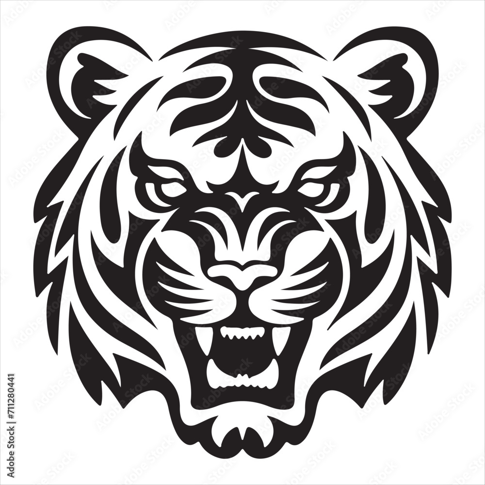 Obraz premium Tiger face silhouettes vector illustration
