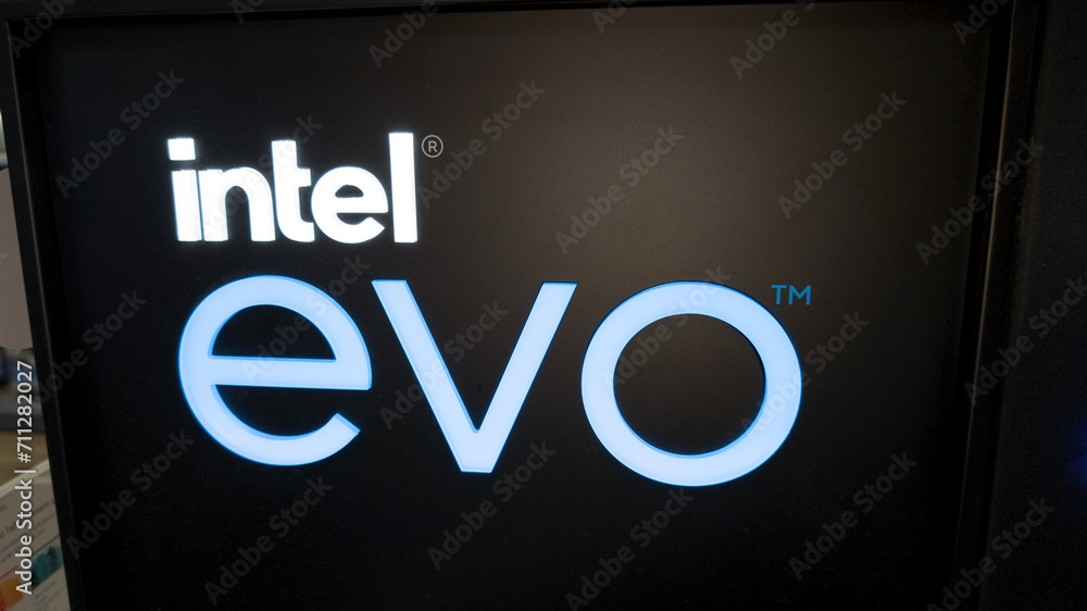 intel evo i7 cpu smartphone logo sign and brand text lettering Stock ...