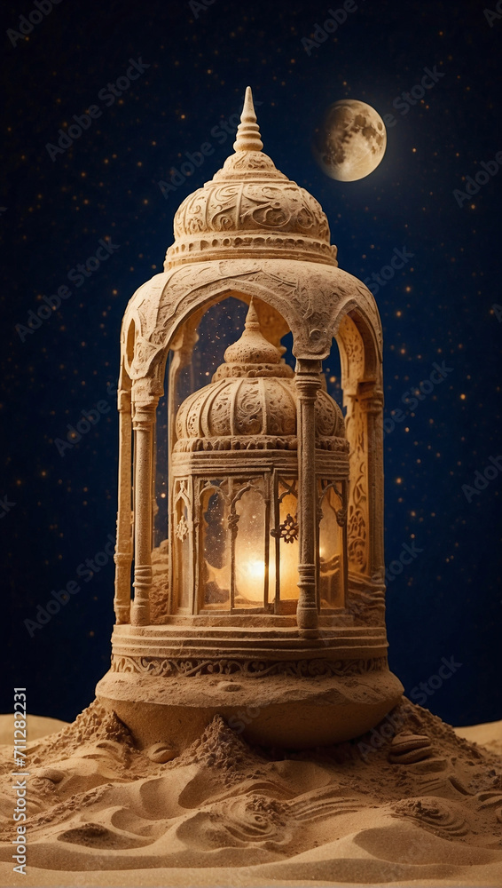 Ramadan Kareem Lantern sand sculpture Ramadan Kareem Lantern sand sculpture