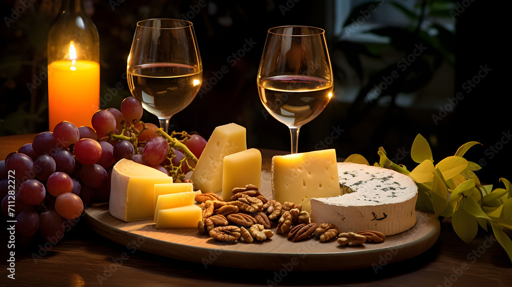 Cheese plate and wine