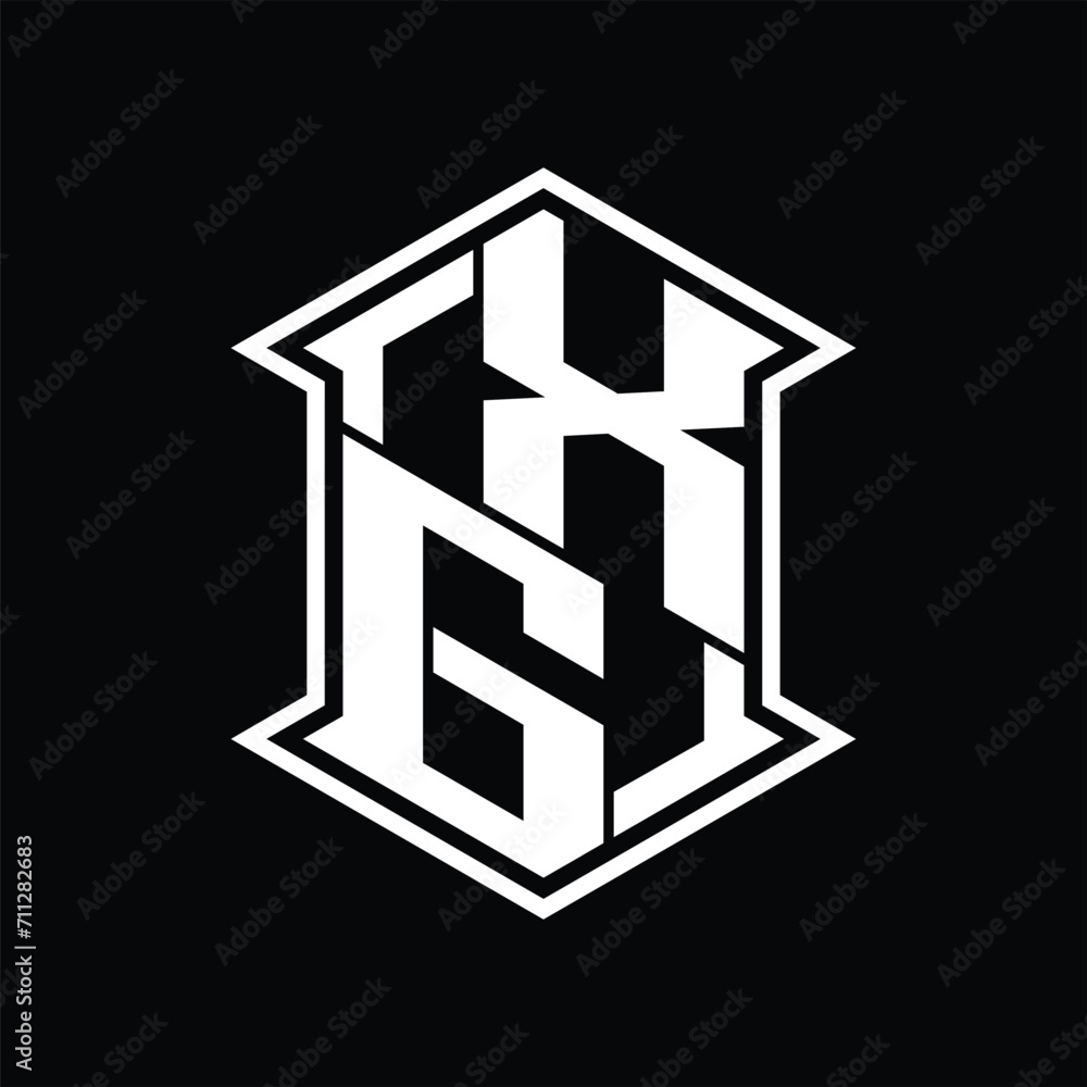 XG Logo monogram hexagon shield shape up and down with sharp corner isolated style design XG Logo monogram hexagon shield shape up and down with sharp corner isolated style design