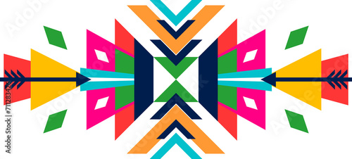 Mexican folk decor motif, aztec tribal pattern photo