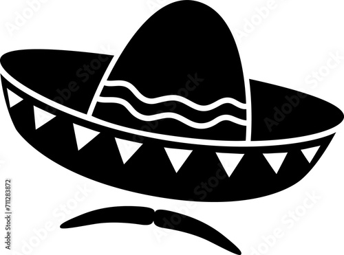 Mariachi musician sombrero hat and moustache icon